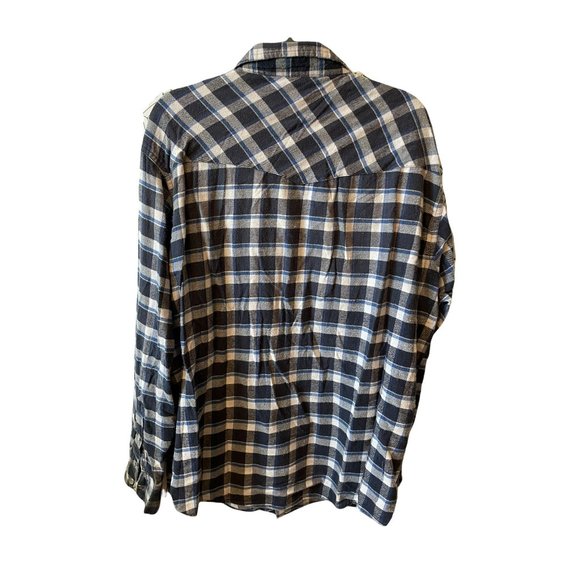 Moda Tech Blue Flannel Long Sleeve Pearl Snap XLT - Picture 2 of 5